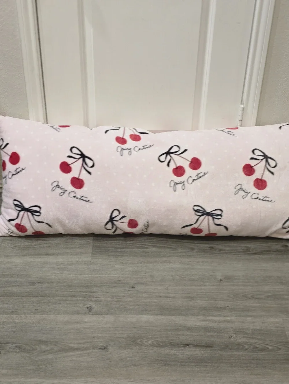 Juicy Couture Home Decorative Cherry Bows Print Plush Body Pillow